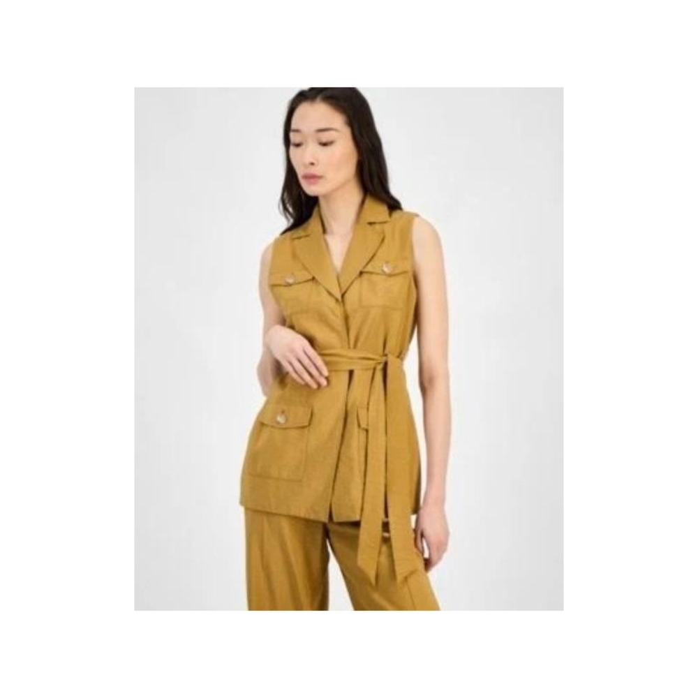Anne Klein Women's Sleeveless Belted Safari Vest (S)
